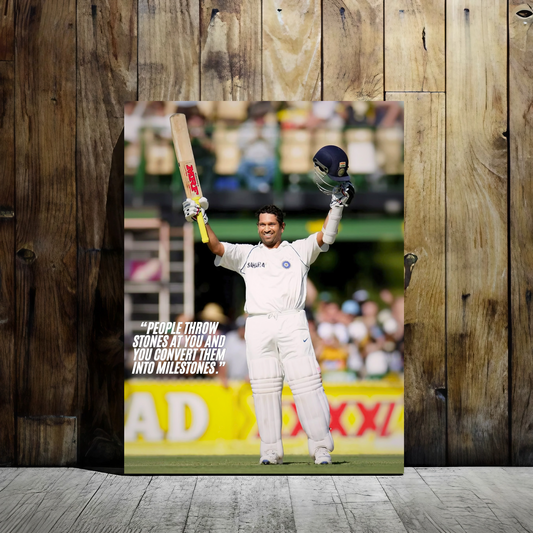 Tendulkar – Turning Stones into Milestones - Framed Canvas Art