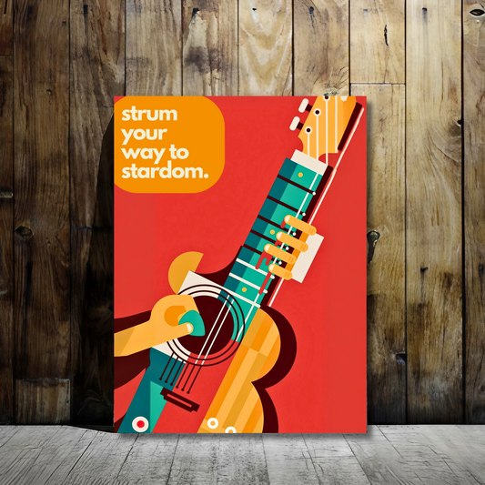 Vibrant Guitar Pop Art - Framed Canvas Art