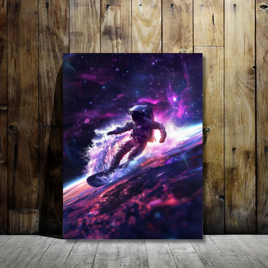 Galactic Surfer - Framed Canvas Art