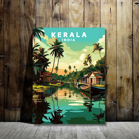 Serenity in Kerala, India - Framed Canvas Art