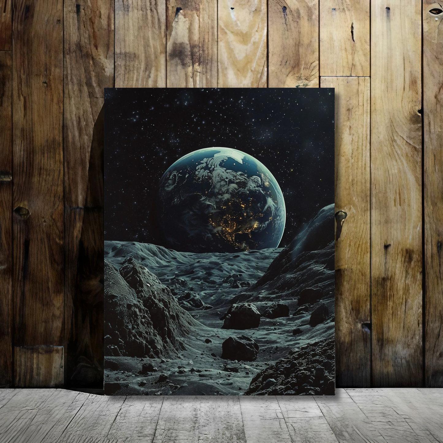 Lunar Landscape - Framed Canvas Art