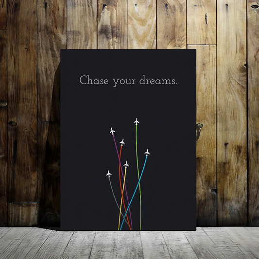 Chase Your Dreams - Minimalist Airplane Art - Framed Canvas Art