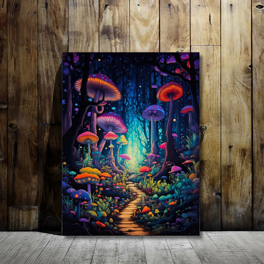 Mystic Mushroom Forest - Framed Canvas Art