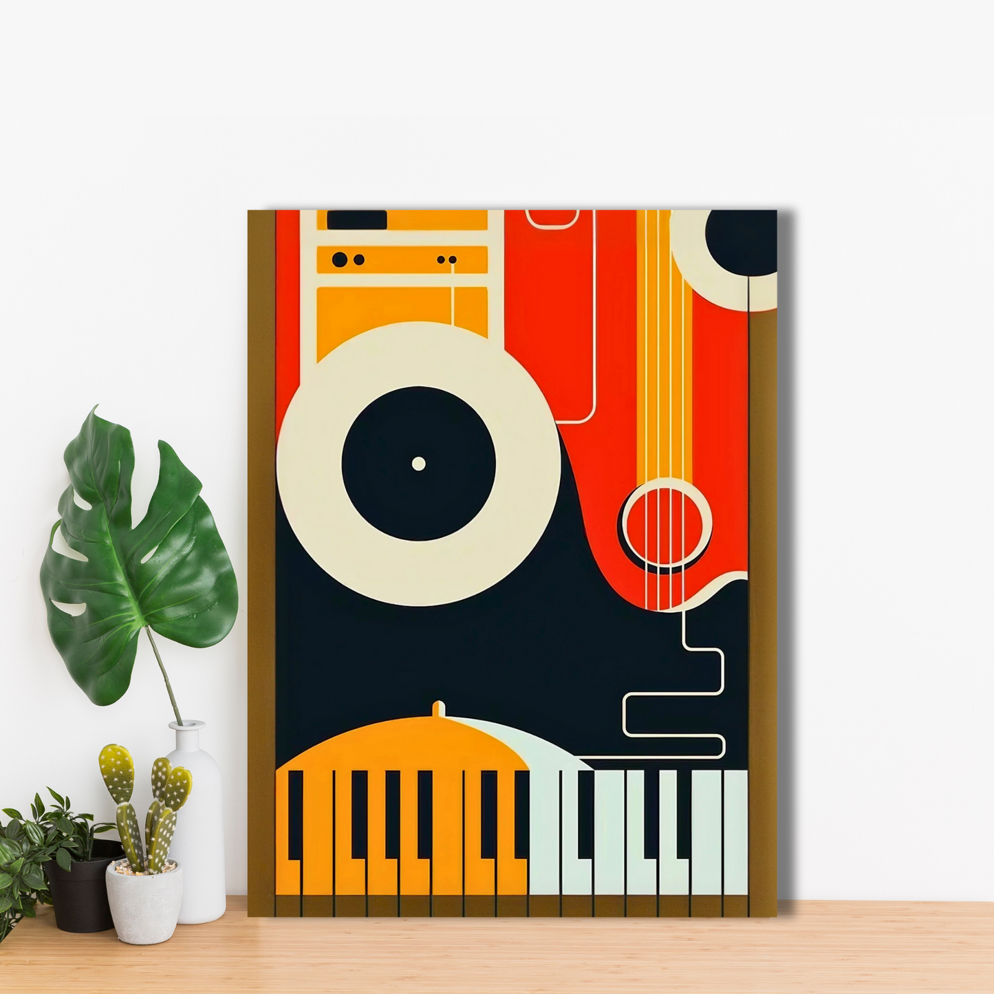 Retro Music Vibes - Framed Canvas Art
