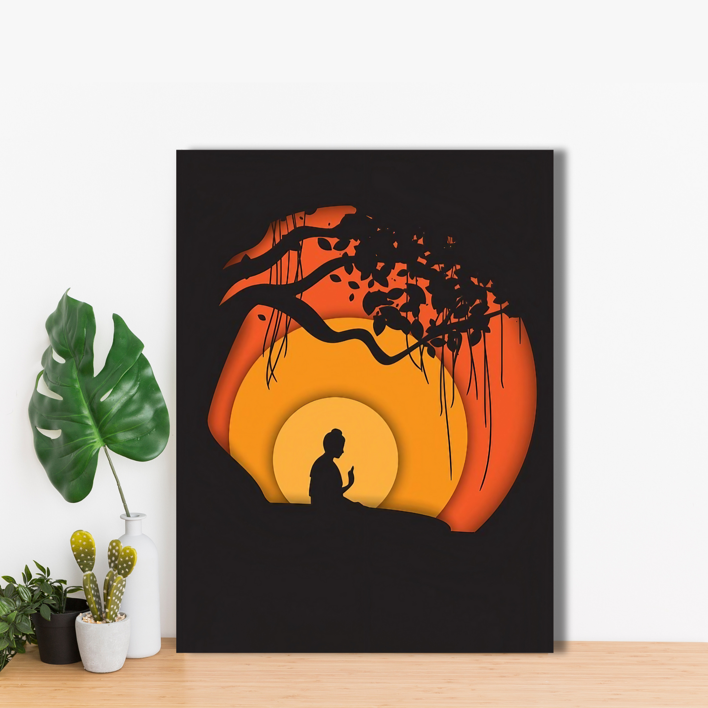 Buddha Under the Bodhi Tree - Framed Canvas Art