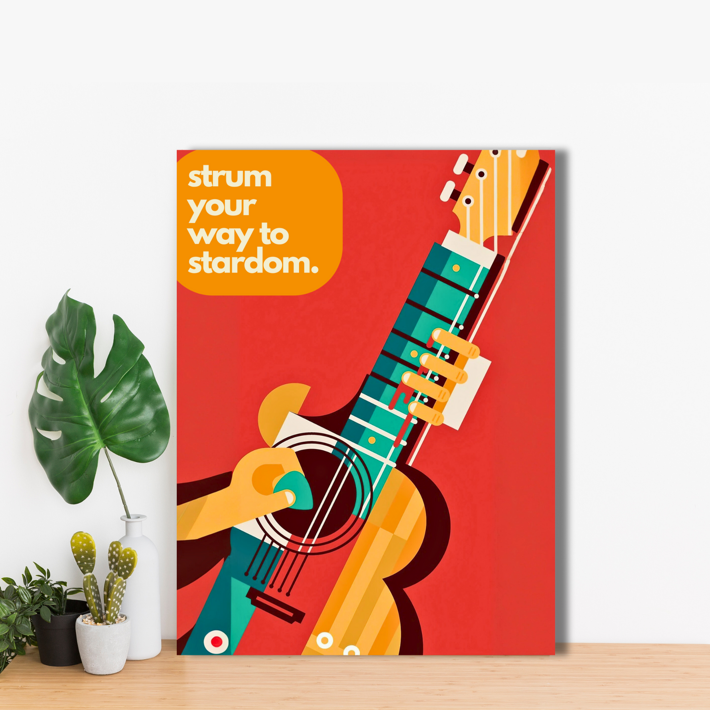 Vibrant Guitar Pop Art - Framed Canvas Art