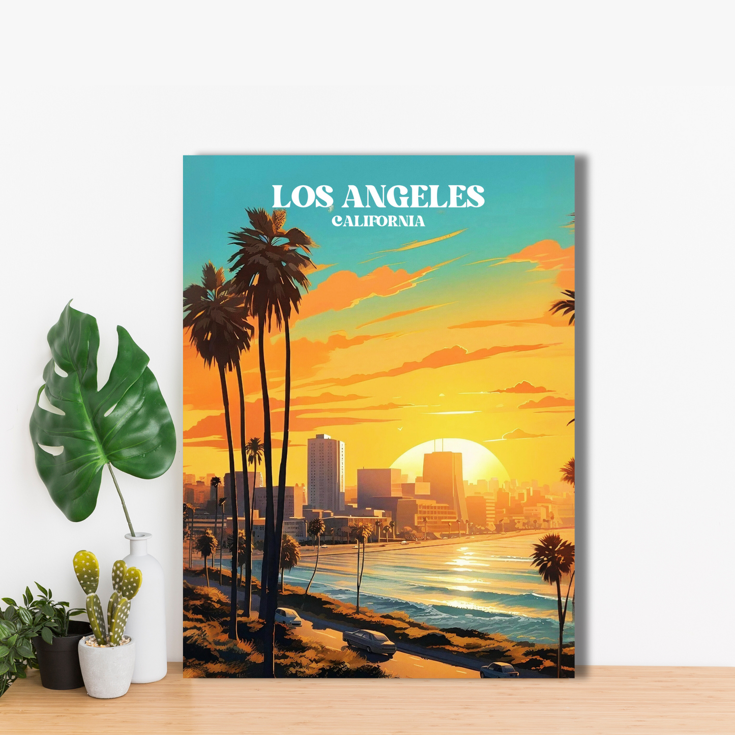 Golden Hour in Los Angeles - Framed Canvas Art