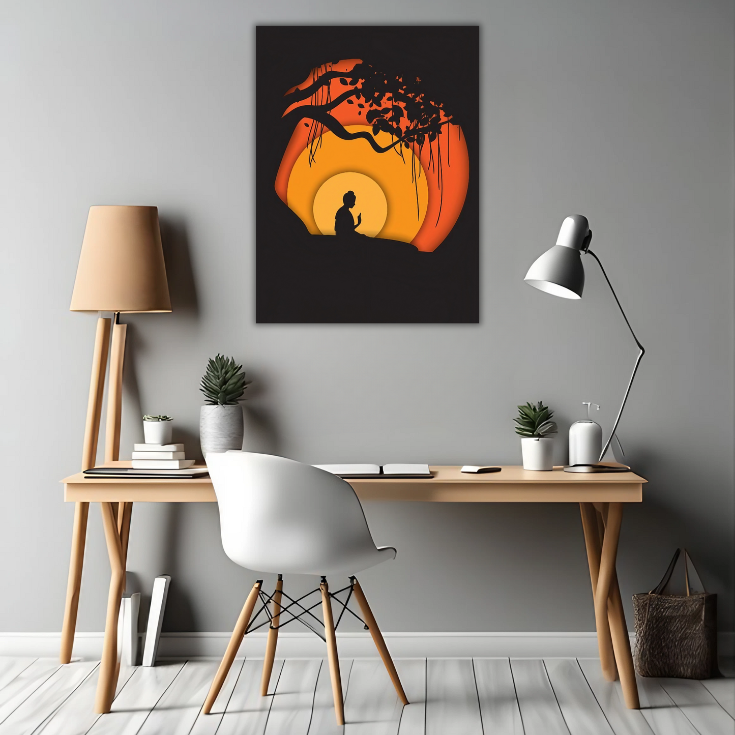 Buddha Under the Bodhi Tree - Framed Canvas Art