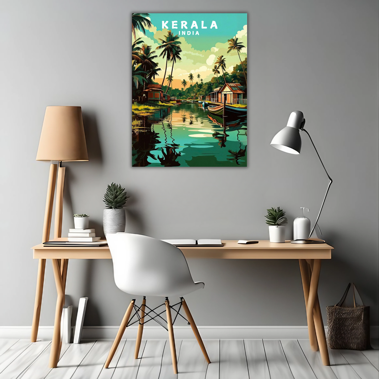 Serenity in Kerala, India - Framed Canvas Art
