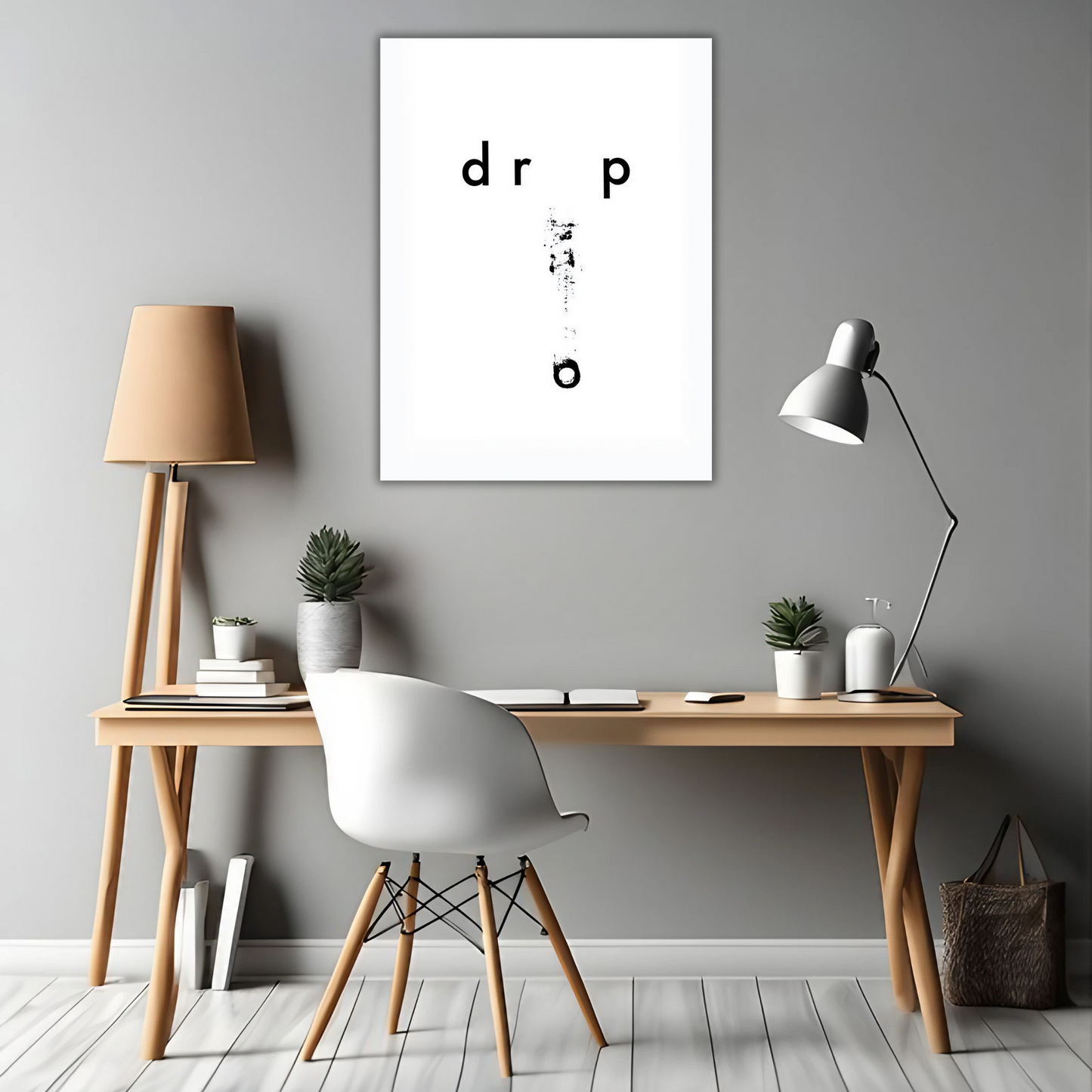 Drop - Minimalist Typography Art - Framed Canvas