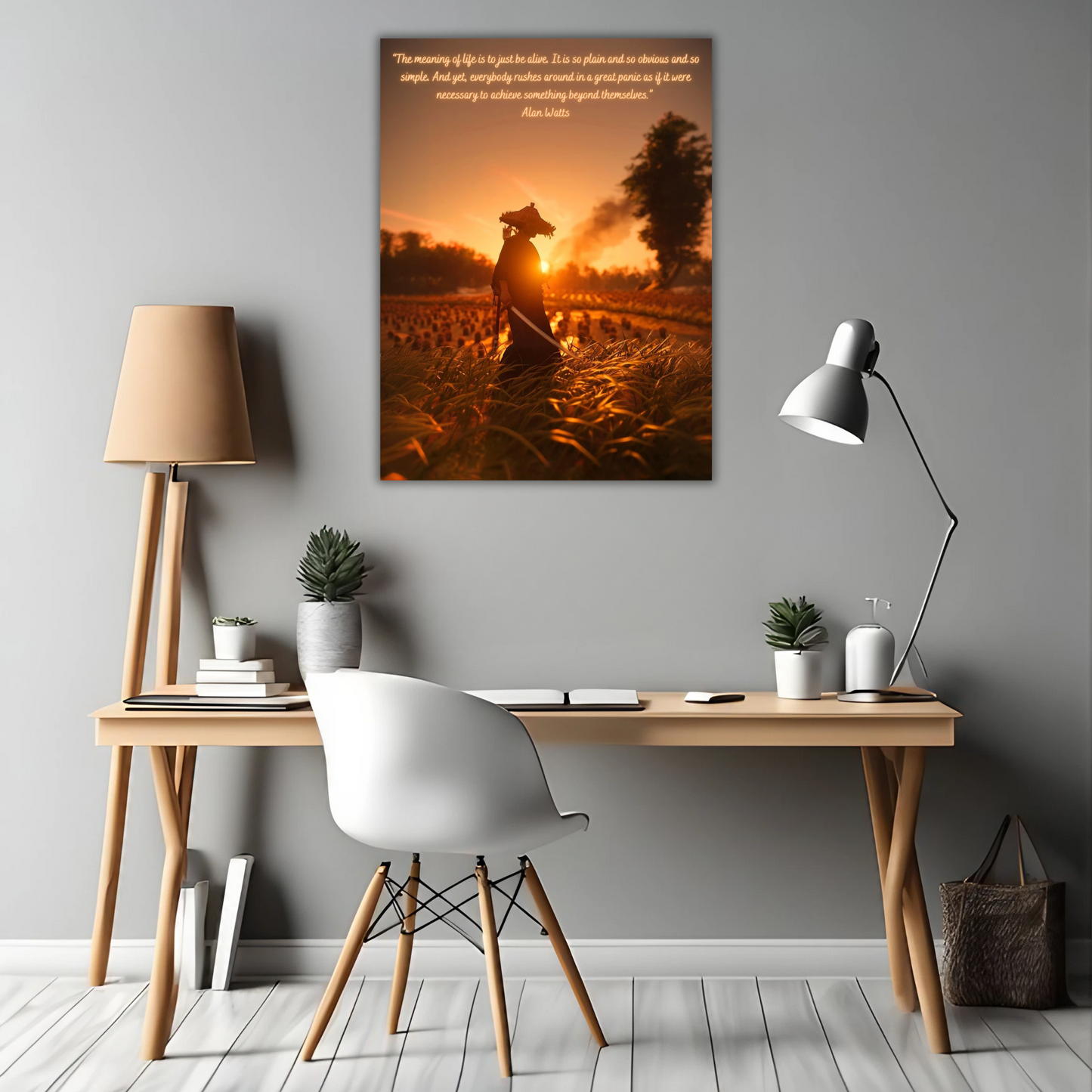 The Samurai’s Wisdom - Framed Canvas Art