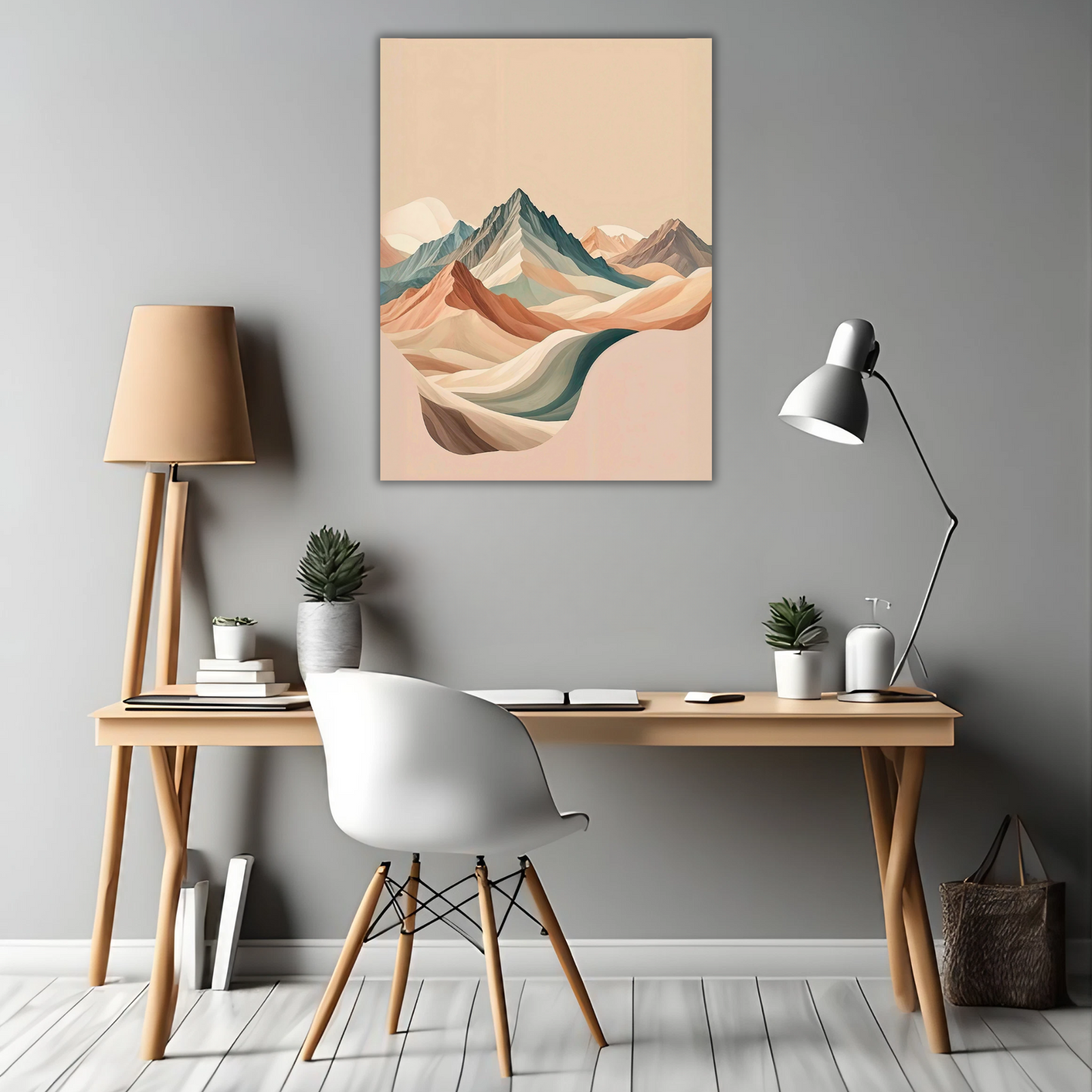 Pastel Mountain Serenity - Framed Canvas Art