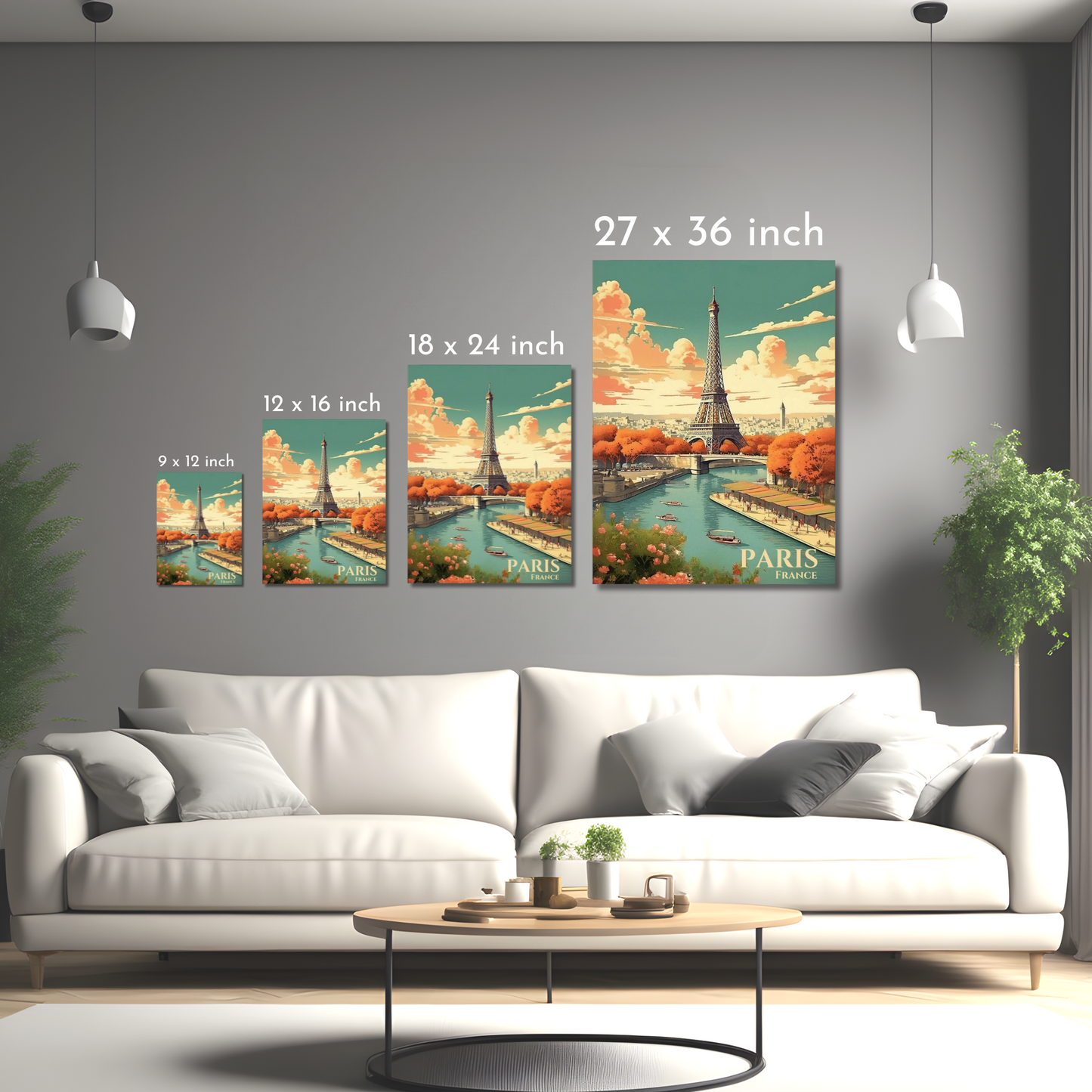 Paris, France - Eiffel Tower by the Seine in Autumn - Framed Canvas Art