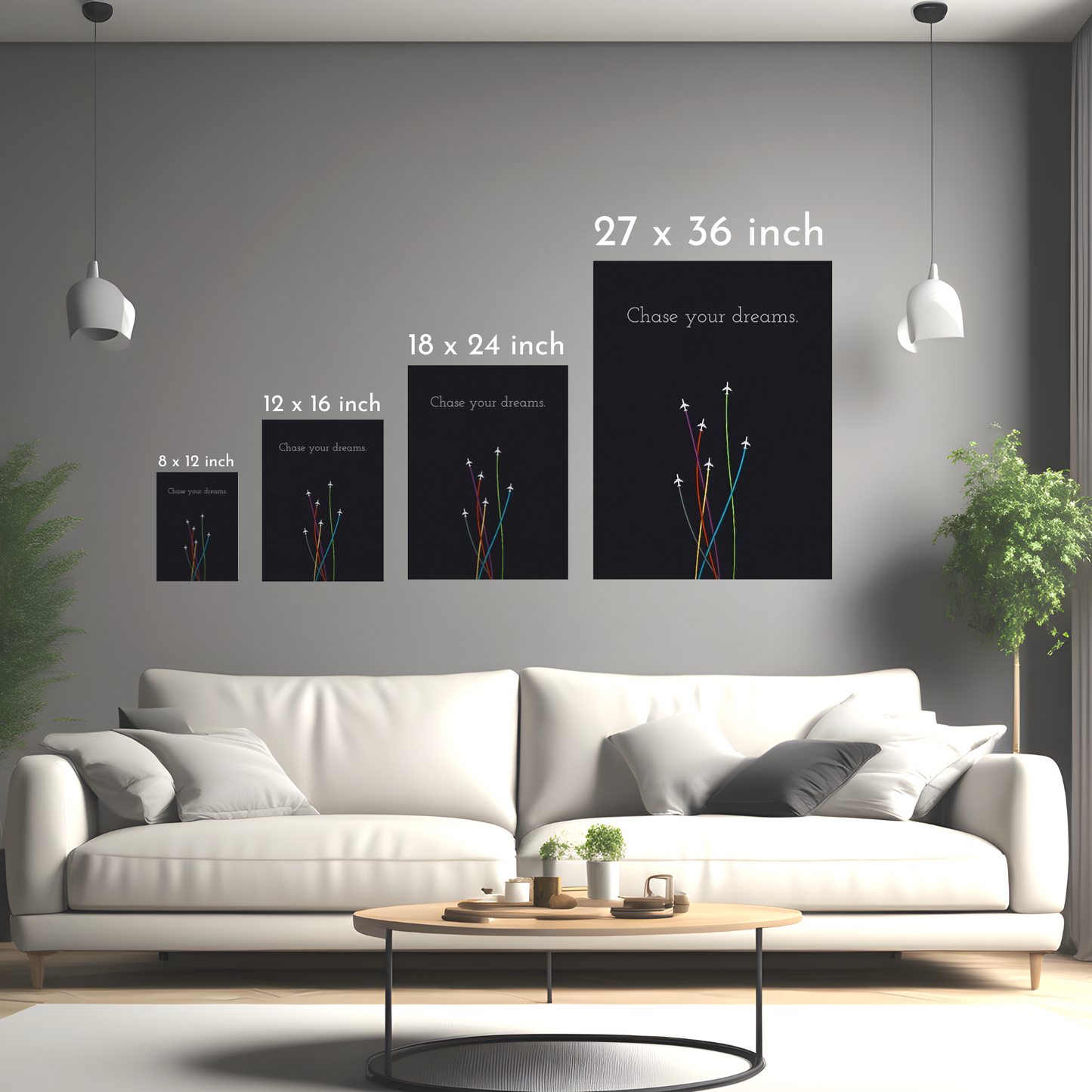 Chase Your Dreams - Minimalist Airplane Art - Framed Canvas Art