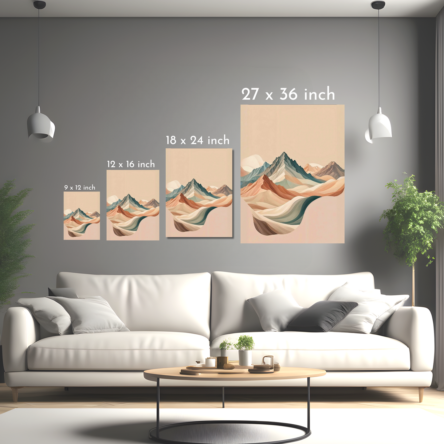 Pastel Mountain Serenity - Framed Canvas Art