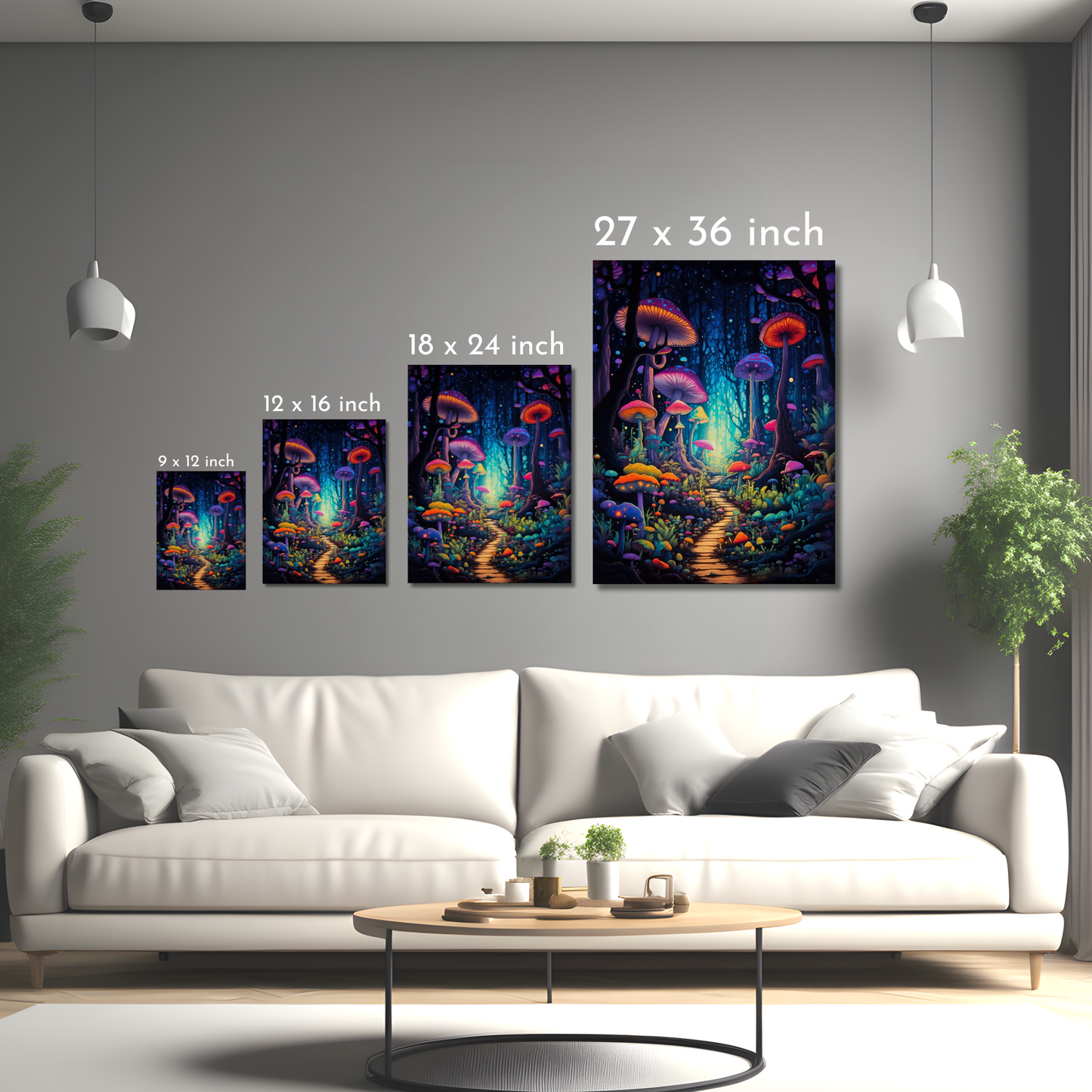Mystic Mushroom Forest - Framed Canvas Art