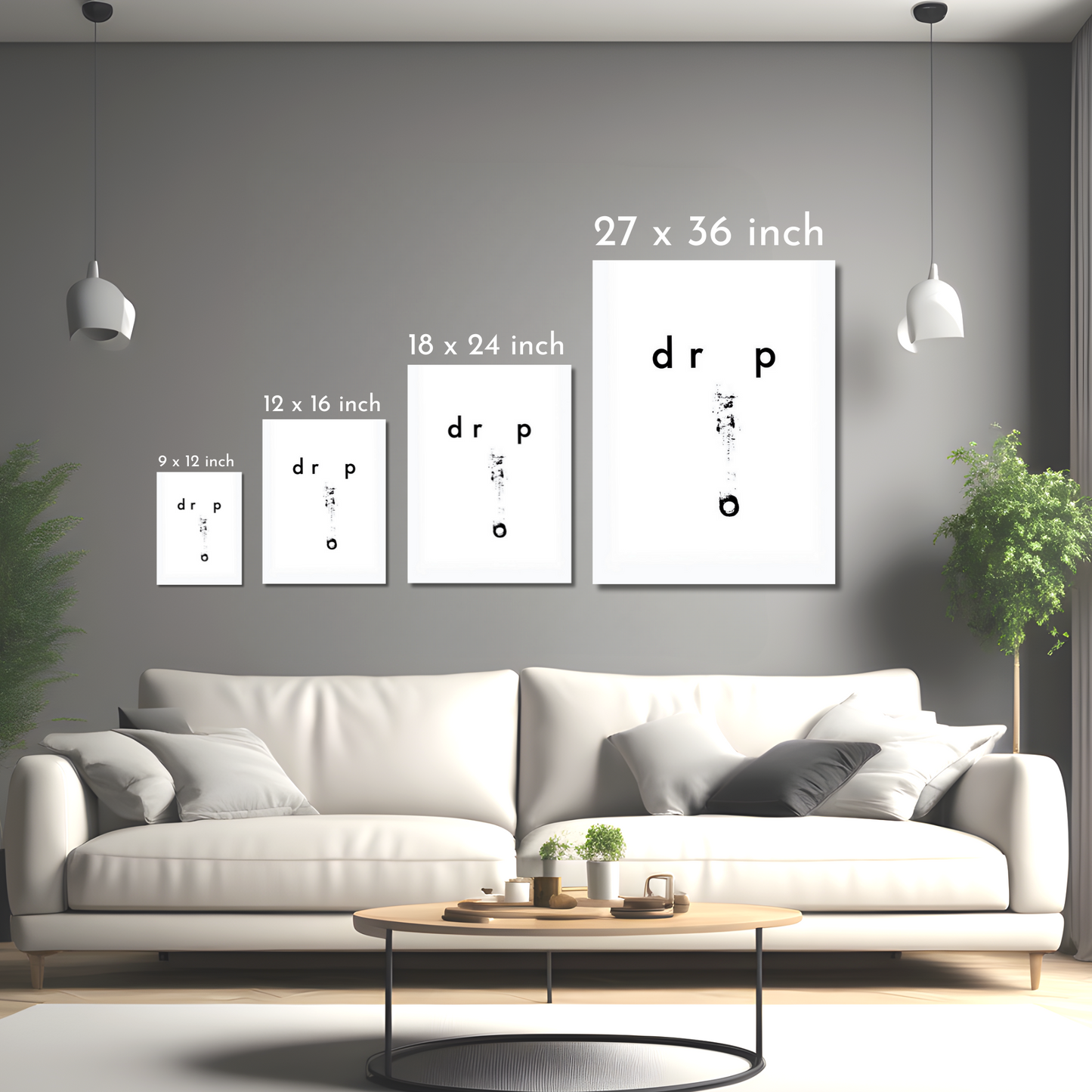 Drop - Minimalist Typography Art - Framed Canvas
