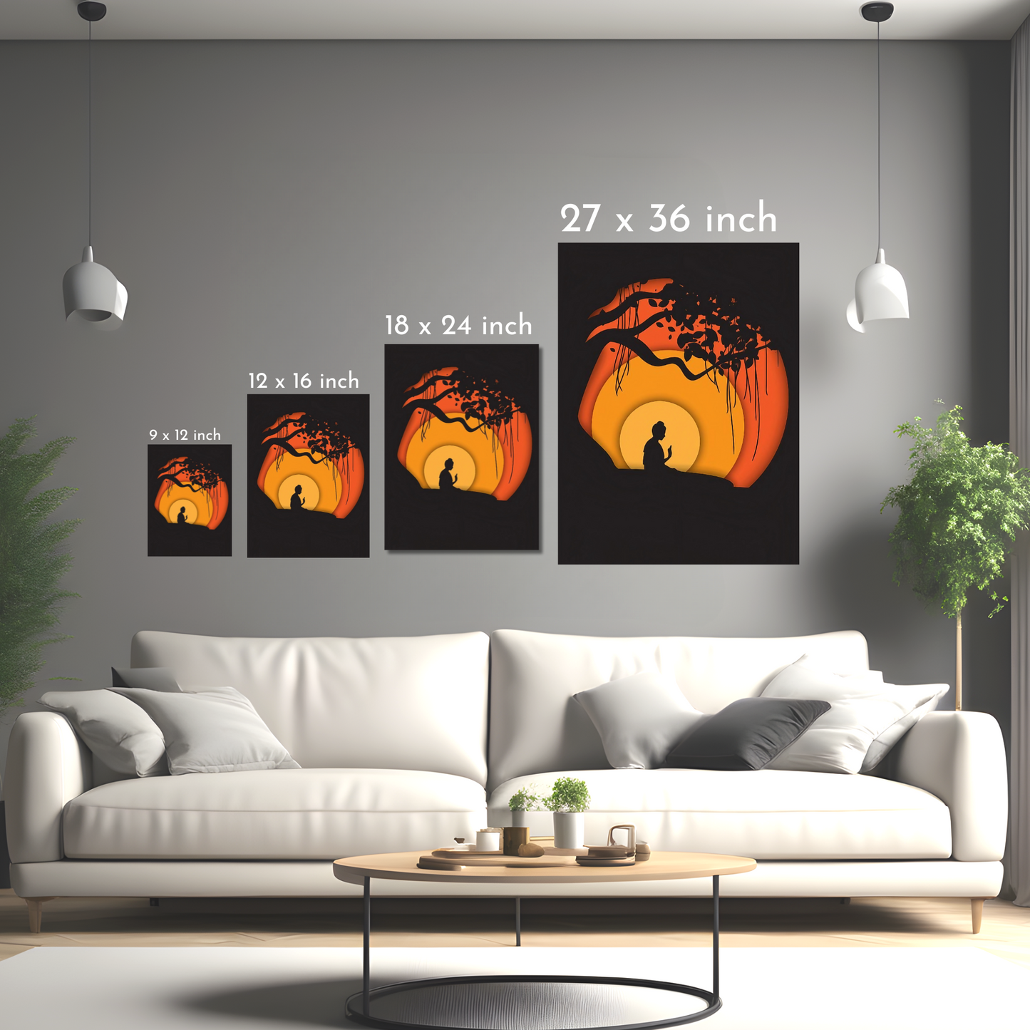 Buddha Under the Bodhi Tree - Framed Canvas Art
