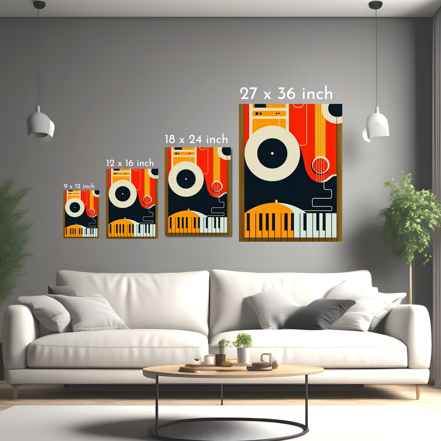 Retro Music Vibes - Framed Canvas Art