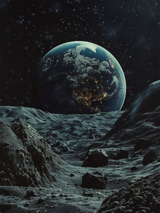 Lunar Landscape - Framed Canvas Art