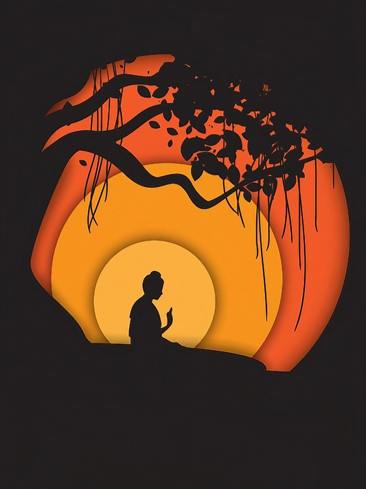 Buddha Under the Bodhi Tree - Framed Canvas Art