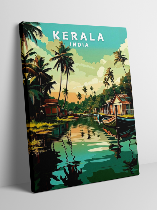 Serenity in Kerala, India - Framed Canvas Art