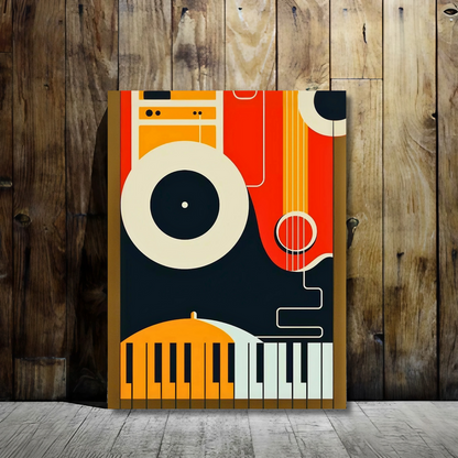 Retro Music Vibes - Framed Canvas Art