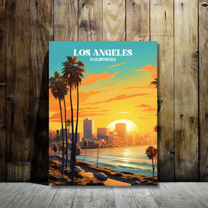 Golden Hour in Los Angeles - Framed Canvas Art