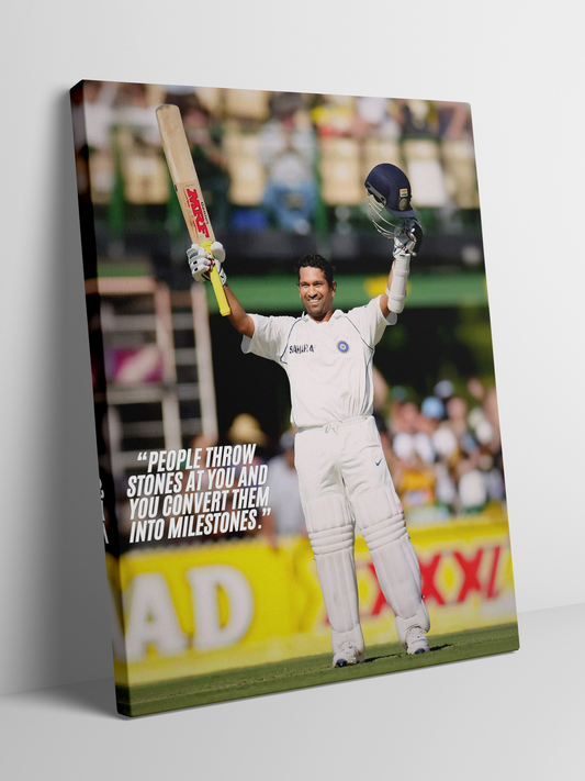 Tendulkar – Turning Stones into Milestones - Framed Canvas Art