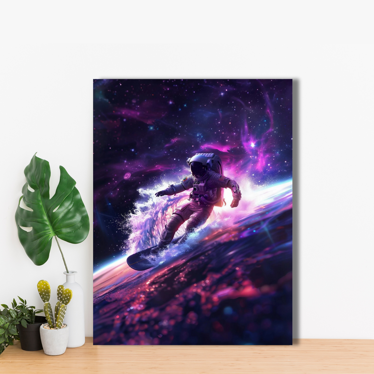 Galactic Surfer - Framed Canvas Art