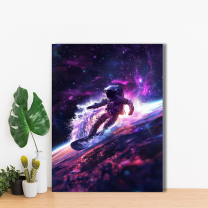 Galactic Surfer - Framed Canvas Art