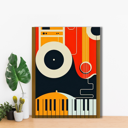 Retro Music Vibes - Framed Canvas Art