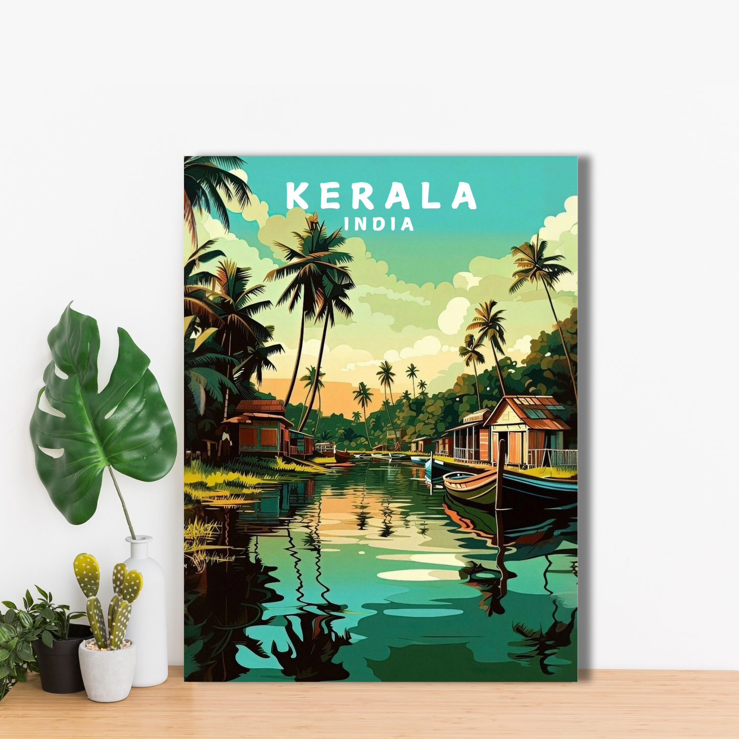 Serenity in Kerala, India - Framed Canvas Art