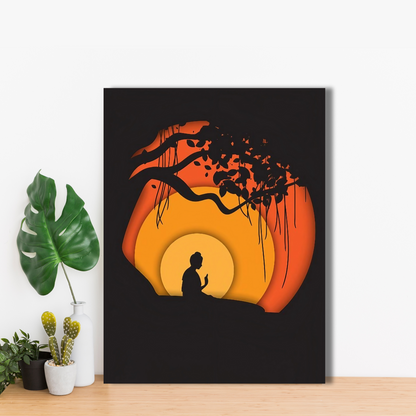 Buddha Under the Bodhi Tree - Framed Canvas Art