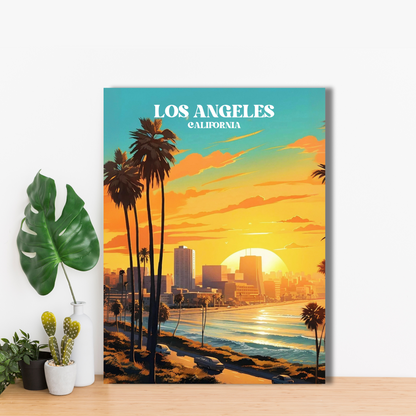 Golden Hour in Los Angeles - Framed Canvas Art