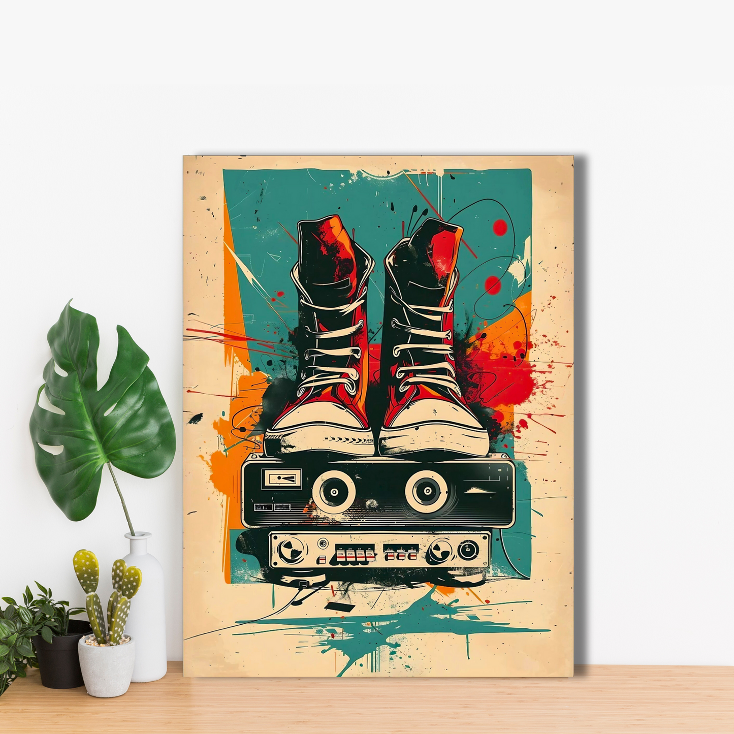 Graffiti Sneakers & Beats - Framed Canvas Art