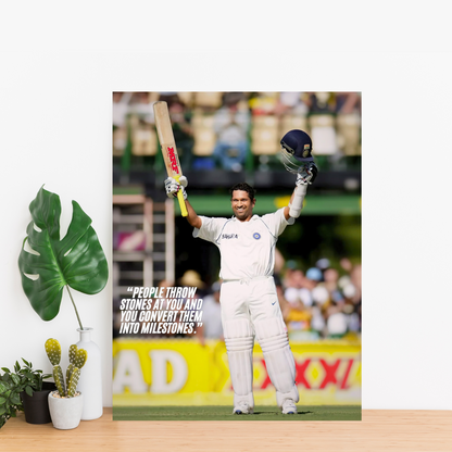 Tendulkar – Turning Stones into Milestones - Framed Canvas Art