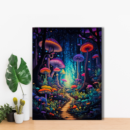 Mystic Mushroom Forest - Framed Canvas Art