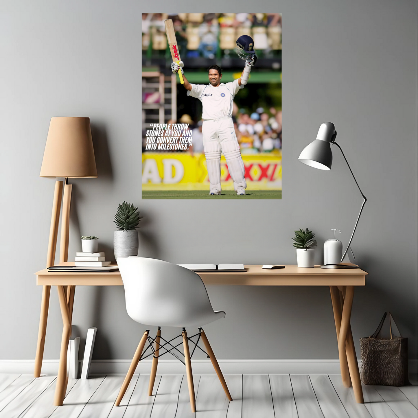 Tendulkar – Turning Stones into Milestones - Framed Canvas Art