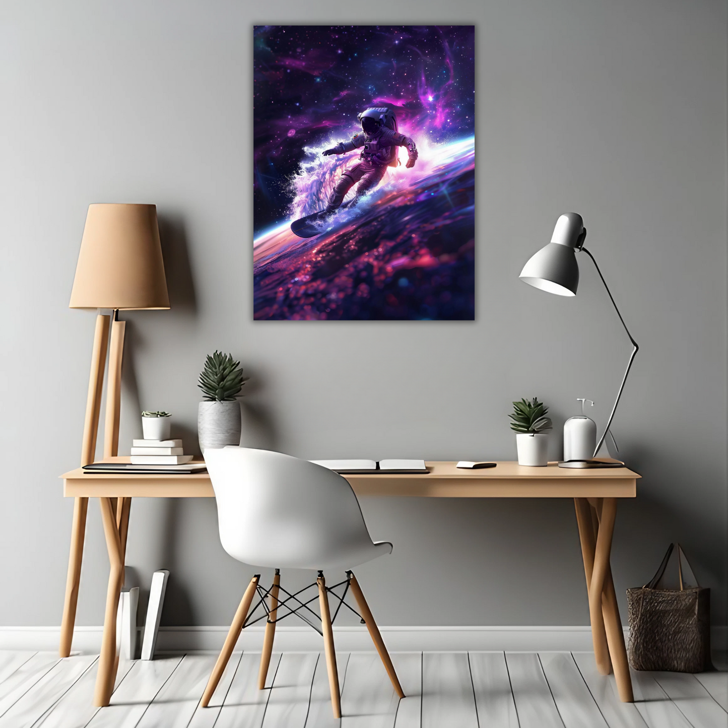 Galactic Surfer - Framed Canvas Art