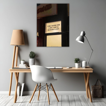 Vibe Alone - Reflective Quote - Framed Canvas Art