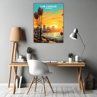 Golden Hour in Los Angeles - Framed Canvas Art