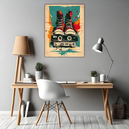 Graffiti Sneakers & Beats - Framed Canvas Art