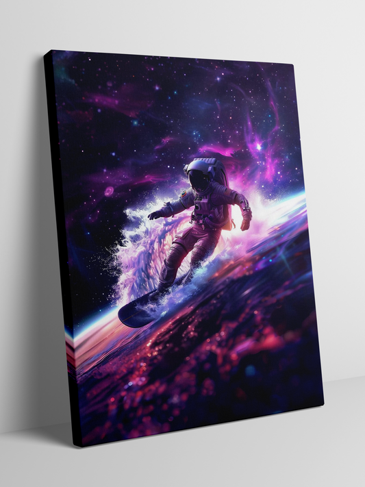 Galactic Surfer - Framed Canvas Art