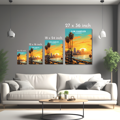 Golden Hour in Los Angeles - Framed Canvas Art