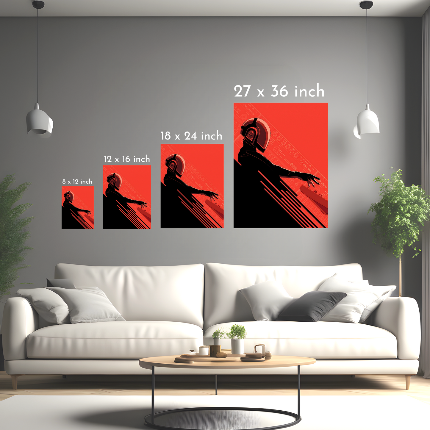Retro Synthwave Helmet - Framed Canvas Art