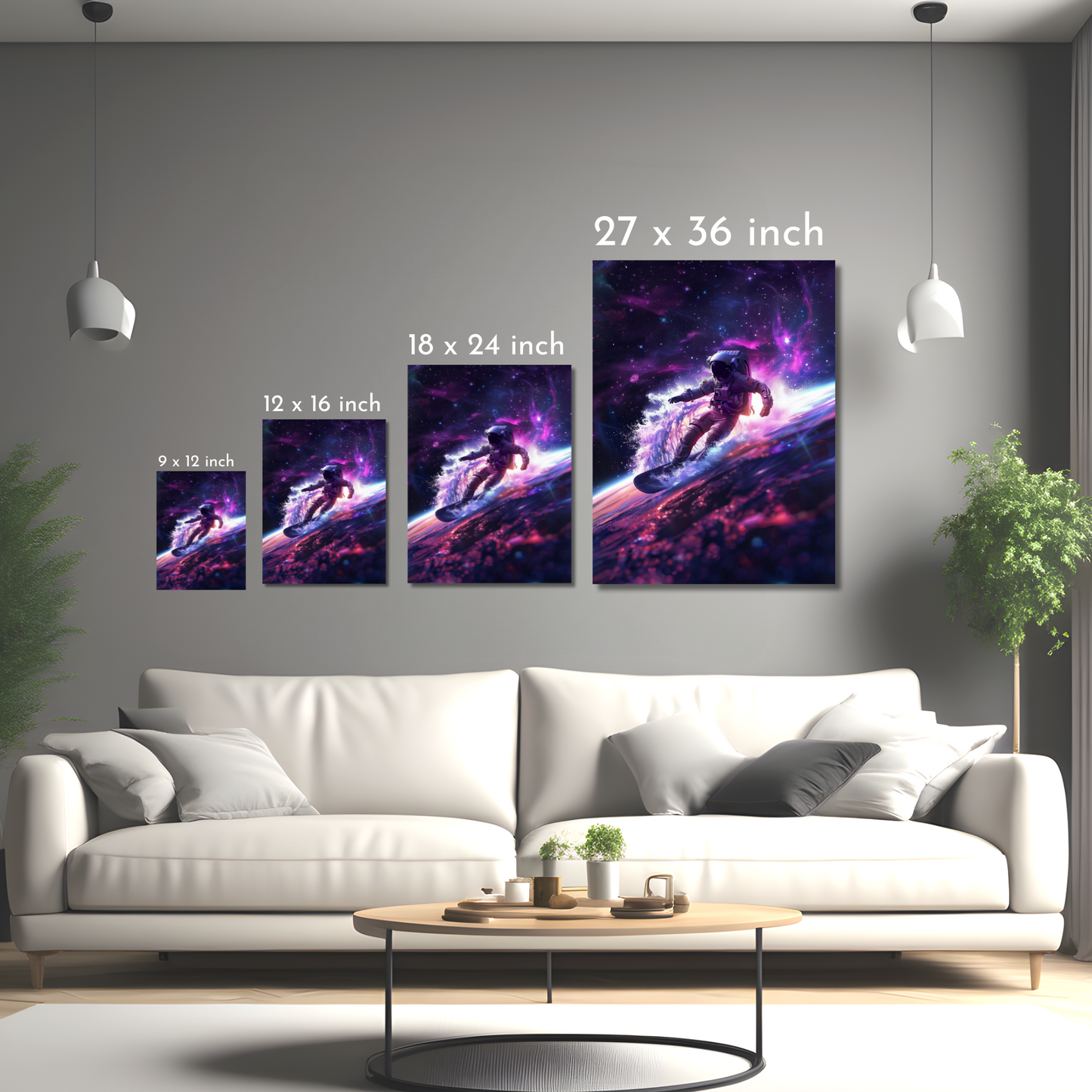 Galactic Surfer - Framed Canvas Art