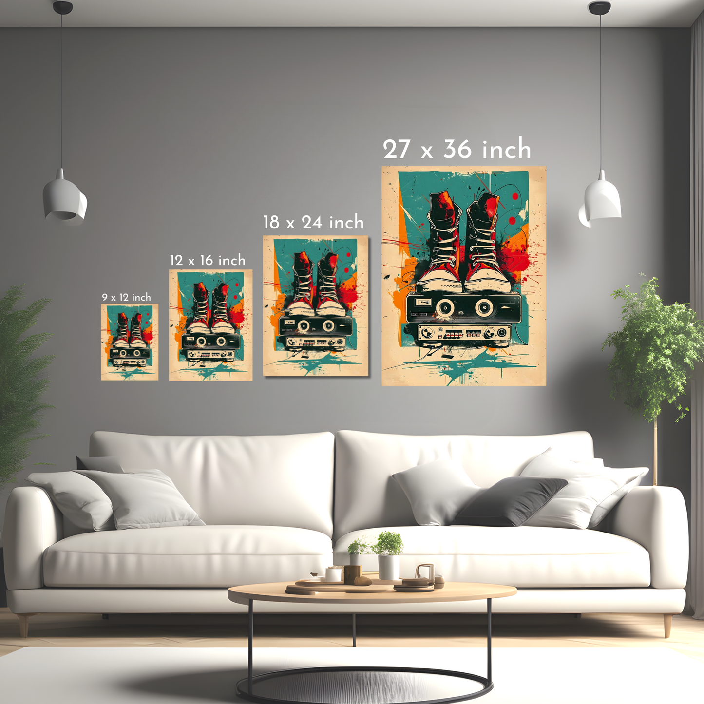 Graffiti Sneakers & Beats - Framed Canvas Art