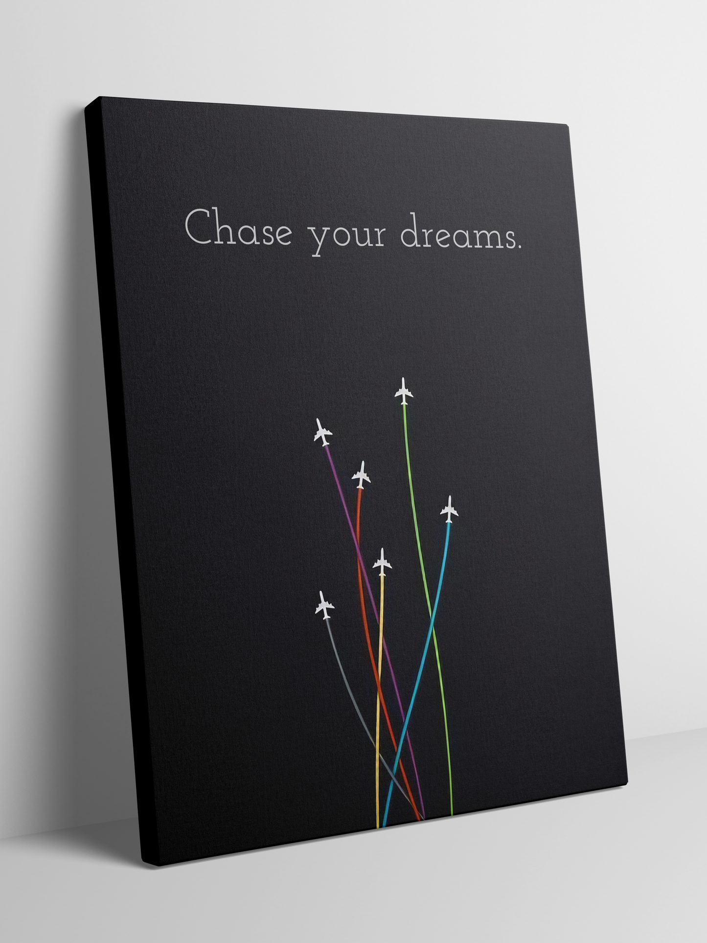 Chase Your Dreams - Minimalist Airplane Art - Framed Canvas Art