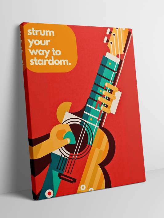 Vibrant Guitar Pop Art - Framed Canvas Art